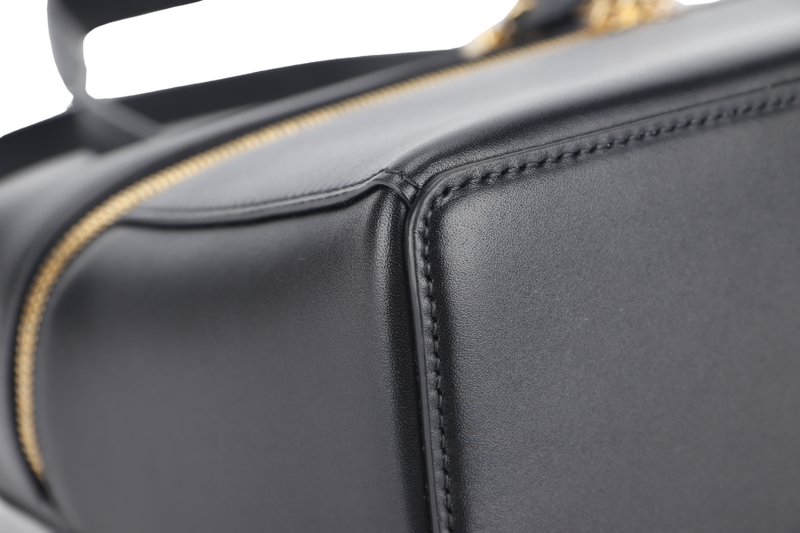 LORO PIANA EXTRA BAG L27 BLACK SMOOTH CALFSKIN GOLD HARDWARE WITH DUST COVER AND BOX