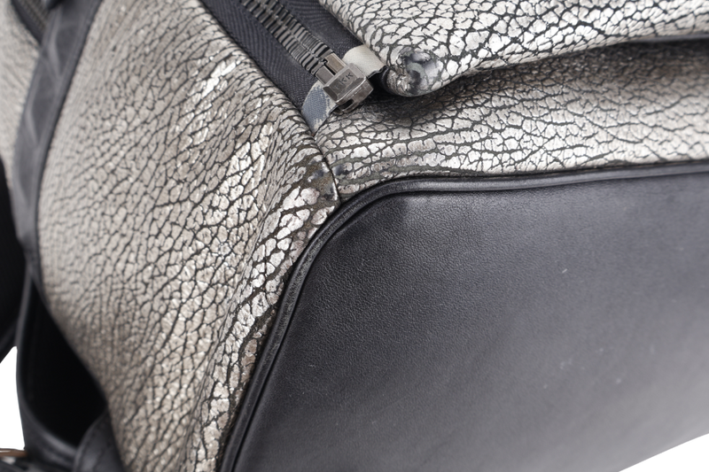 MCM METALLIC CRACKED LEATHER BACKPACK WITH STRAPS, CARD NO DUST COVER