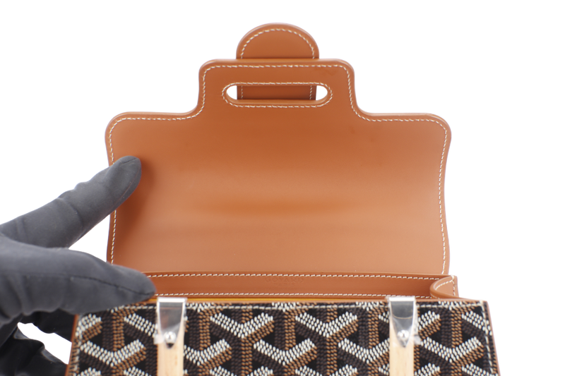 GOYARD SAIGON STRUCTURE MINI BAG BLACK AND TAN COLOR WITH DUST COVER AND BOX