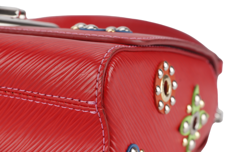 LOUIS VUITTON TWIST LIMITED EDITION MECHANICAL FLOWERS BAG MM RED EPI LEATHER SILVER HARDWARE WITH DUST COVER