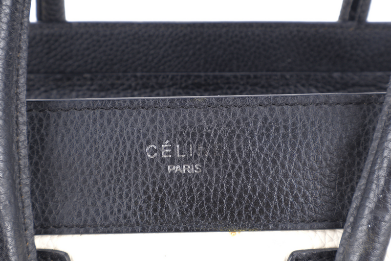CELINE LUGGAGE TOTE BAG MICRO WHITE TRICOLOR CALF LEATHER SILVER HARDWARE NO DUST COVER
