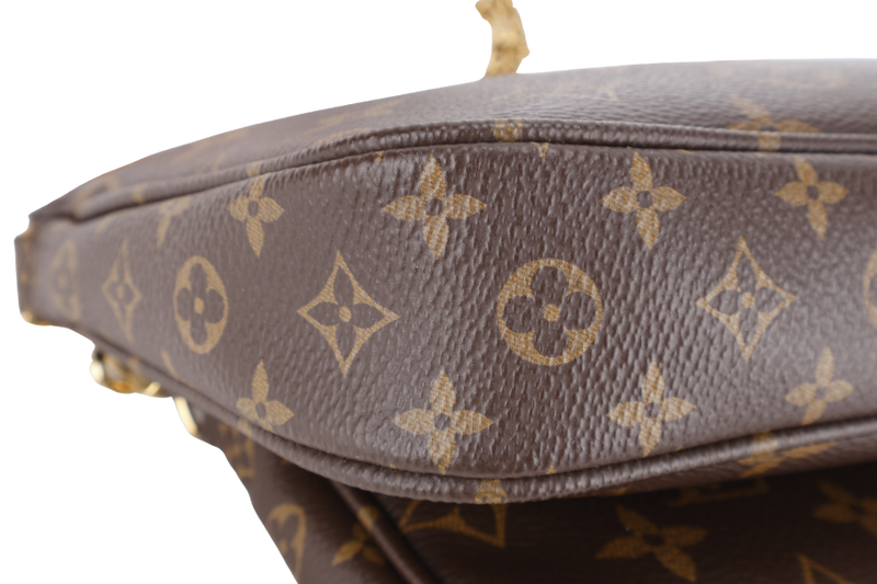 LOUIS VUITTON MULTI POCHETTE ACCESSORIES MONOGRAM CANVAS GOLD HARDWARE WITH PINK STRAPS AND DUST COVER