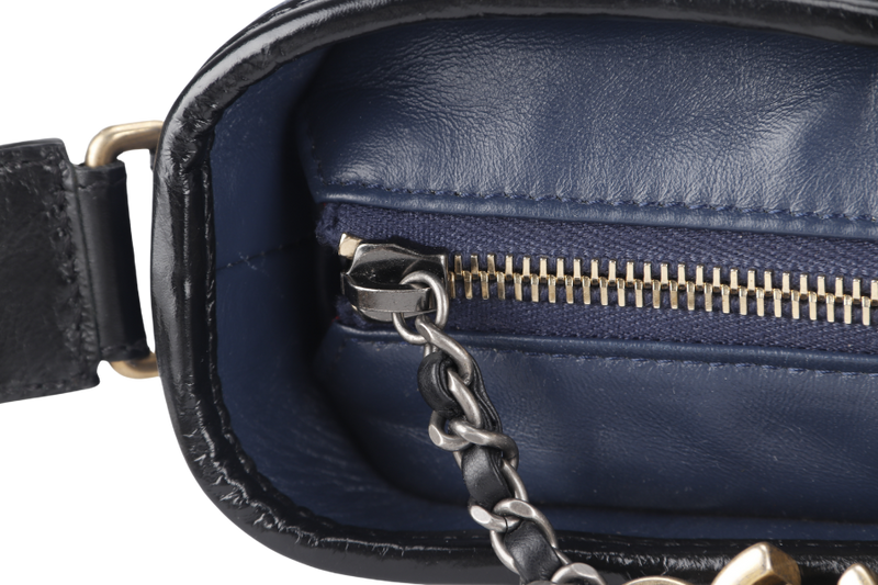 CHANEL GABRIELLE HOBO SHOULDER BAG (2537xxxx) BLUE-BLACK QUILTED CALFSKIN LEATHER SILVER & GOLD TONE HARDWARE NO CARD AND NO DUST COVER