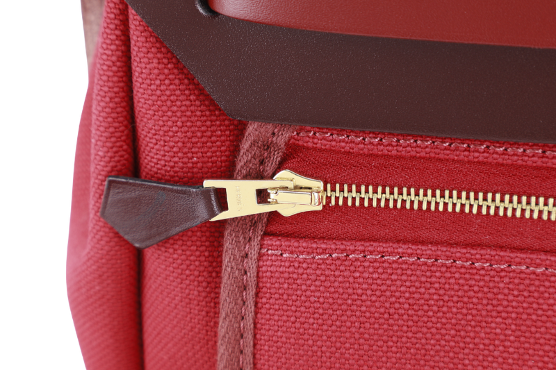 HERMES HERBAG 31 ROUGE CANVAS GOLD HARDWARE STAMP B (YEAR 2023) WITH LOCK &amp; KEYS AND DUST COVER