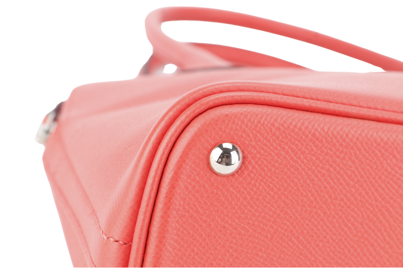HERMES BOLIDE 25 CAPUCINES EPSOM LEATHER SILVER HARDWARE STAMP A (YEAR 2017) WITH STRAP, RAINCOAT AND BOX NO DUST COVER