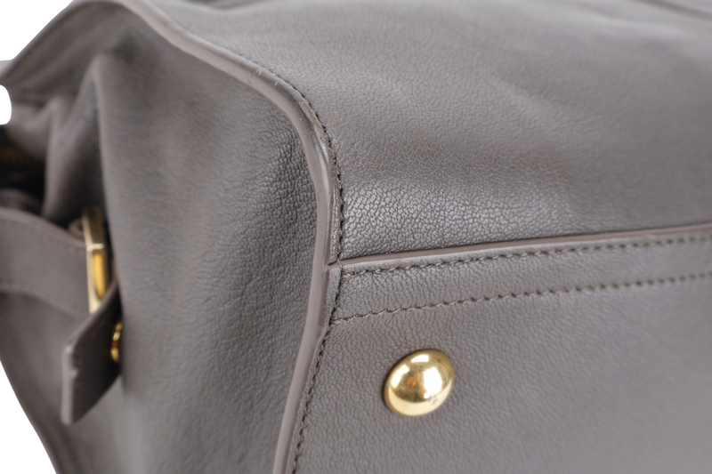 YVES SAINT LAURENT (YSL) CABAS Y LIGNE DARK GREY LEATHER GOLD HARDWARE WITH DUST COVER AND STRAPS