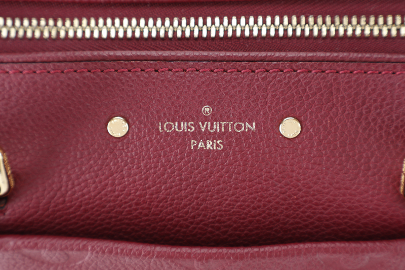 LOUIS VUITTON M44145 SPEEDY BANDOULIERE 25 MONOGRAM BURGUNDY EMPREINTE LEATHER GOLD HARDWARE WITH LEATHER STRAPS, KEY&PADLOCK AND DUST COVER