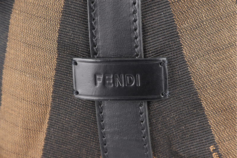 FENDI PEQUIN HOBO BAG (8BR653) BROWN CANVAS GOLD HARDWARE NO DUST COVER