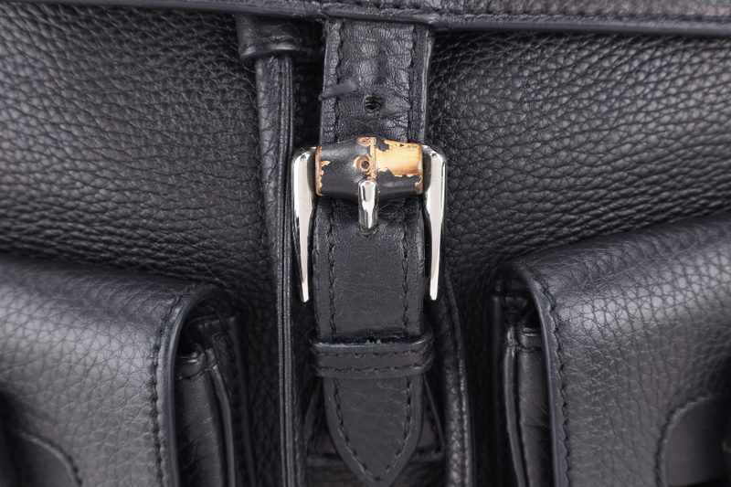 GUCCI BAMBOO BLACK LEATHER BACKPACK WITH DUST COVER