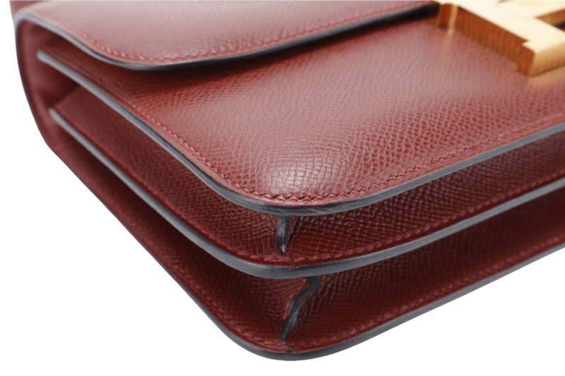 HERMES CONSTANCE ELAN ROUGE H STAMP R (YEAR 2014) EPSOM LEATHER GOLD HARDWARE WITH DUST COVER