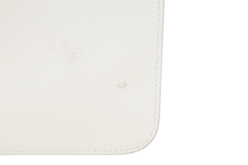 BALENCIAGA WHITE MEDIUM CLUTCH LEATHER SILVER HARDWARE WITH DUST COVER