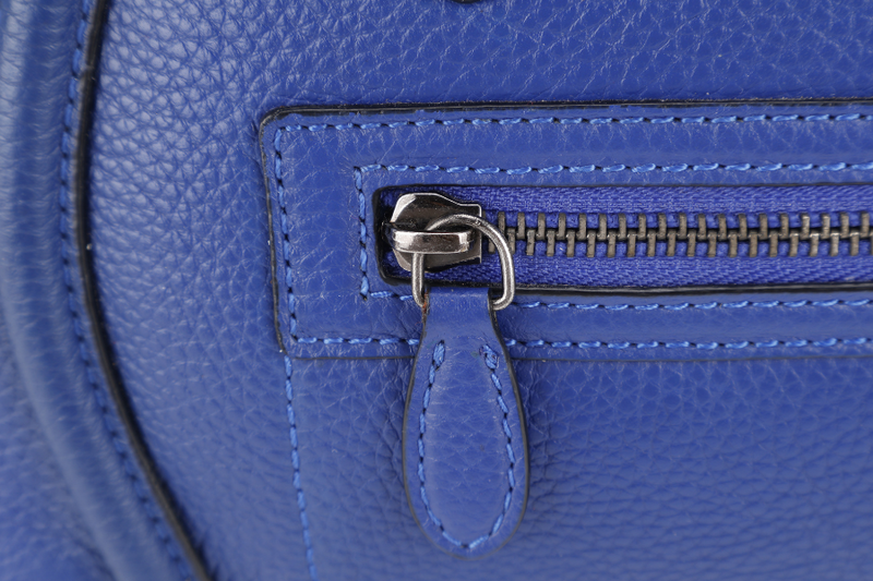 CELINE LUGGAGE TOTE BAG MICRO BLUE CALF LEATHER SILVER HARDWARE NO DUST COVER