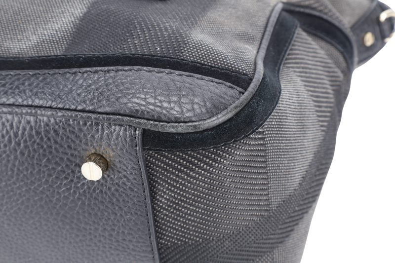 BURBERRY BLACK CHECKERED CANVAS GOLD HARDWARE TOTE BAG WITH STRAPS WITH STRAPS AND NO DUST COVER