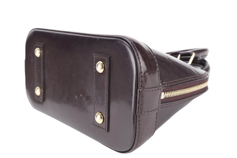 LOUIS VUITTON ALMA BB AMARANTE VERNIS (M12173) GOLD HARDWARE WITH LOCK&KEYS , DUST COVER, STRAPS AND BOX