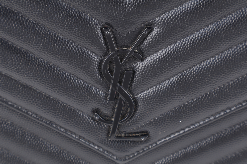 YVES SAINT LAURENT (YSL) CLASSIC CASSANDRE SO BLACK CHAIN WALLET MATELASSE LEATHER BLACK HARDWARE WITH STRAPS NO DUST COVER