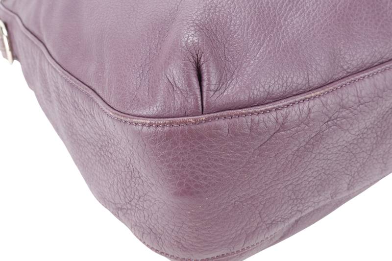 GUCCI G WAVE LEATHER HOBO PURPLE CALF LEATHER SILVER HARDWARE WITH DUST COVER AND STRAPS