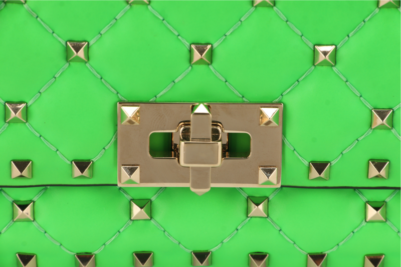 VALENTINO GARAVANI ROCKSTUD MINI GREEN CALFSKIN LIGHT GOLD HARDWARE NO DUST COVER