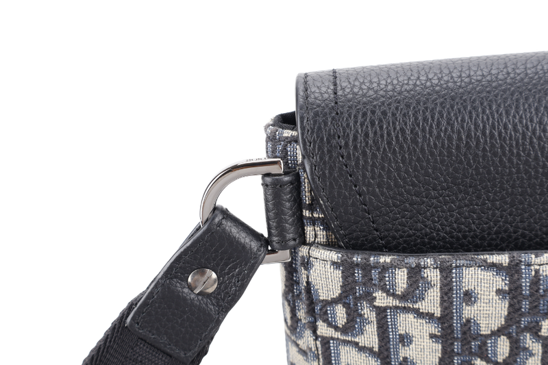CHRISTIAN DIOR SADDLE A5 POUCH OBLIQUE JACQUARD WITH BLACK LEATHER WITH DUST COVER