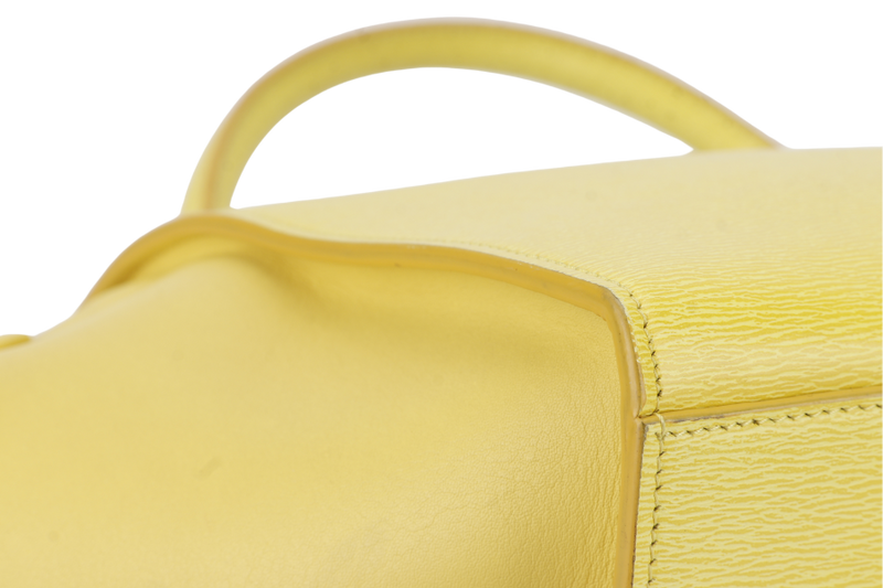 CELINE TRAPEZE SATCHEL YELLOW CALFSKIN LEATHER SILVER HARDWARE WITH STRAPS NO DUST COVER