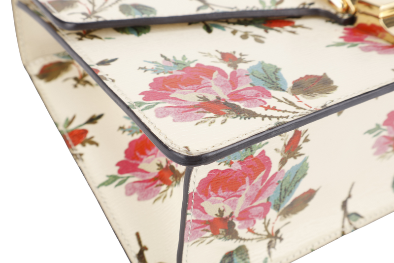 GUCCI SYLVIE FLORAL MEDIUM LEATHER GOLD HARDWARE NO DUST COVER