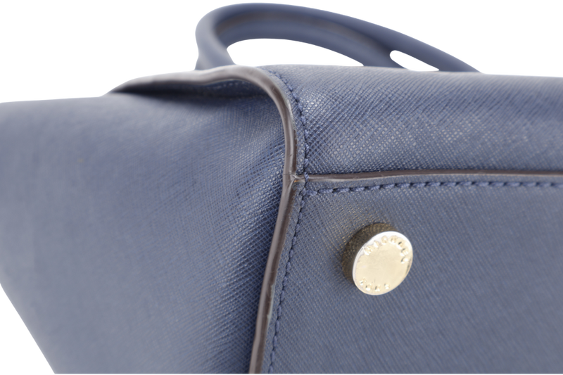 MICHAEL KORS SELMA NAVY SAFFIANO LEATHER SATCHEL BAG GOLD HARDWARE WITH STRAPS AND DUST COVER