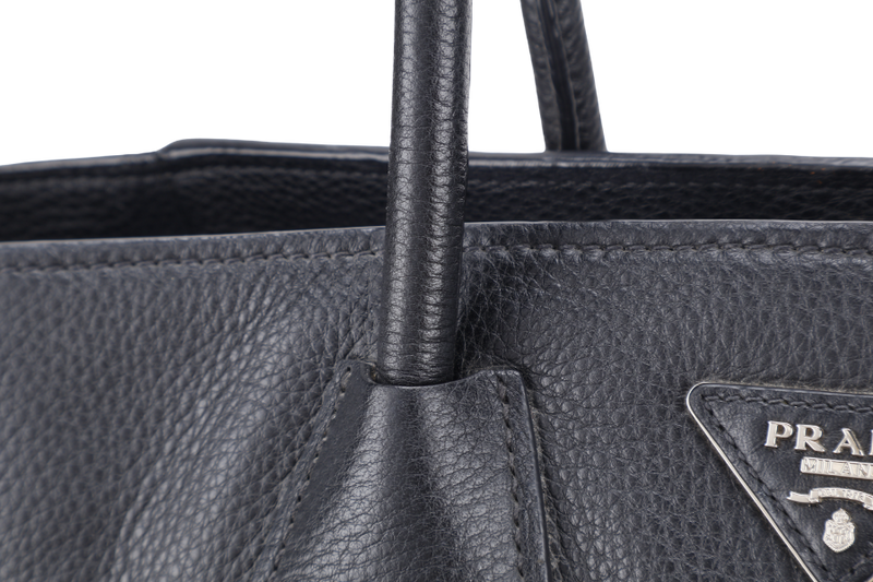 PRADA TOTE BAG BLACK LEATHER GOLD HARDWARE NO DUST COVER