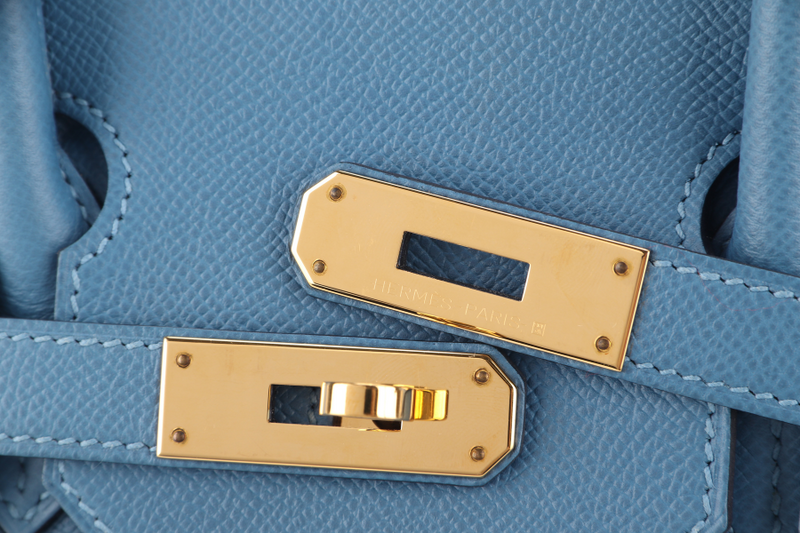 HERMES BIRKIN 30 BLUE PARADISE EPSOM GOLD HARDWARE STAMP C (YEAR 2018) WITH KEYS, LOCK, RAINCOAT AND DUST COVER