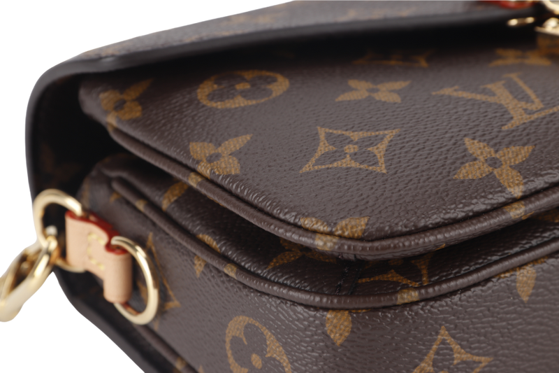 LOUIS VUITTON POCHETTE METIS (M46279) EAST WEST MONOGRAM WITH STRAPS, CHAIN, DUST COVER AND BOX