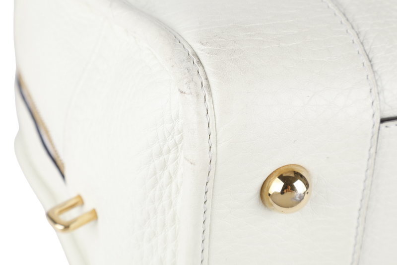 LOEWE AMAZONA 36 WHITE CALF LEATHER GOLD HARDWARE WITH DUST COVER