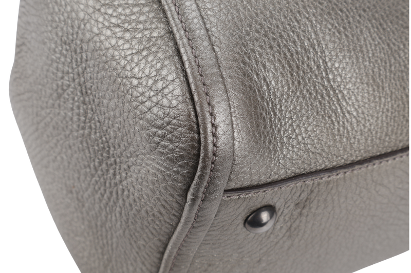 GUCCI SOHO INTERLOCKING G TOTE BAG DARK GREEN LEATHER RUTHENIUM HARDWARE WITH DUST COVER