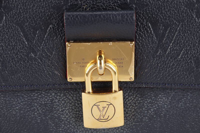 LOUIS VUITTON MARIGNAN BLUE MONOGRAM EMPREINTE LEATHER GOLD HARDWARE WITH STRAPS AND DUST COVER