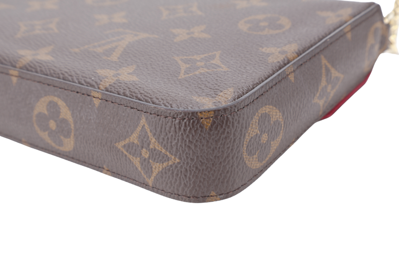 LOUIS VUITTON M81896 POCHETTE FELICIE BROWN MONOGRAM CANVAS GOLD HARDWARE WITH DUST COVER AND BOX