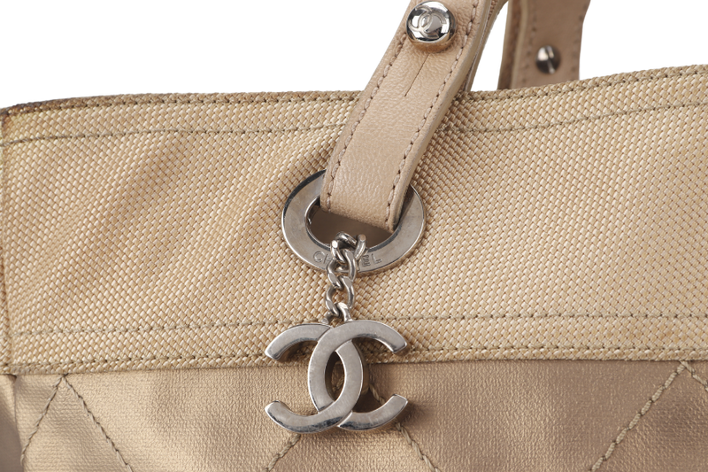 CHANEL PARIS BIARRITZ TOTE BAG (1139xxxx) LARGE GOLD CALFSKIN SILVER HARDWARE NO DUST COVER