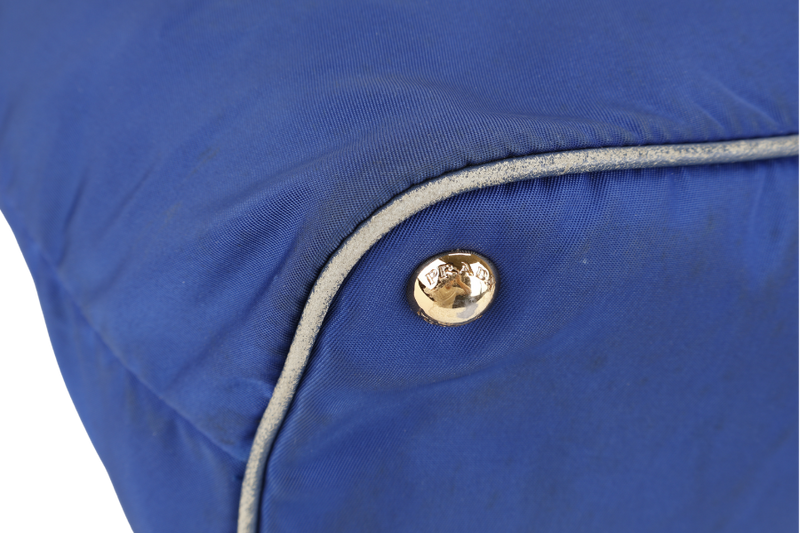 PRADA BR4997 SHOULDER TOTE BAG BLUETTE TESSUTO SAFFIANO GOLD HARDWARE WITH CHARM, CARD AND NO DUST COVER