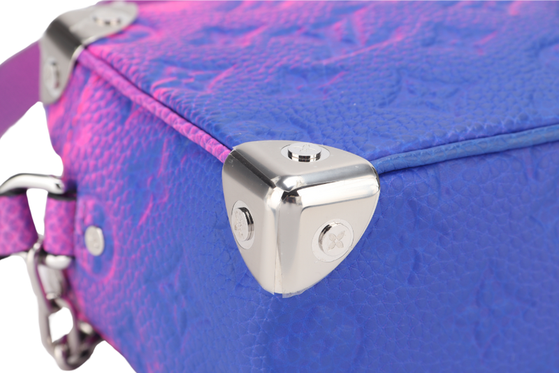 LOUIS VUITTON M81219 MINI SOFT TRUNK TAURILLON BLEU ROSE SILVER HARDWARE WITH STRAPS, DUST COVER AND BOX