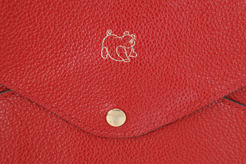 LOUIS VUITTON VEAU CACHEMIRE ENVELOPE POUCH CHINESE NEW YEAR PIG RED LEATHER GOLD HARDWARE NO DUST COVER