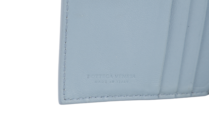BOTTEGA VENETA INTRECCIATO BLUE NAPA LEATHER SNAKESKIN BI-FOLD WALLET WITH DUST COVER