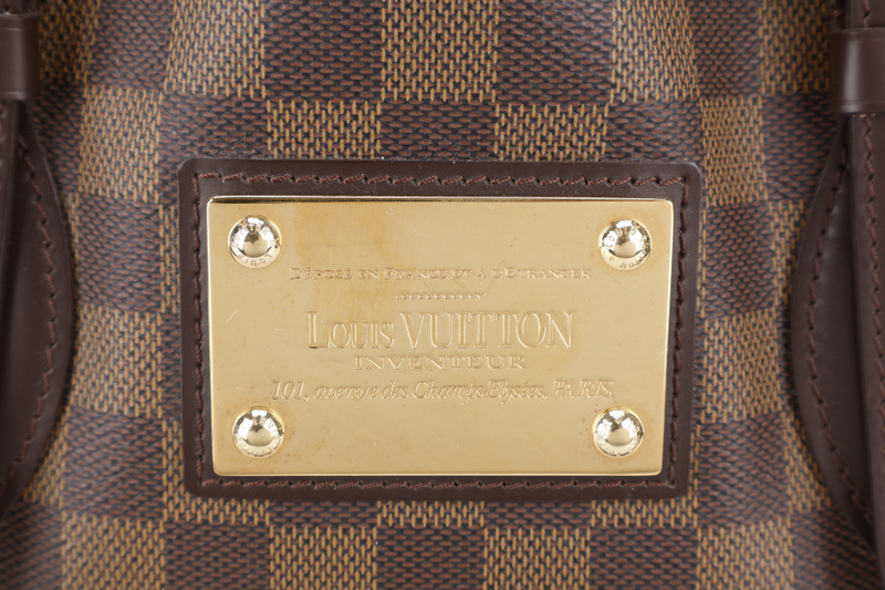 LOUIS VUITTON HAMPSTEAD MM SHOULDER BAG DAMIER EBENE CANVAS GOLD HARDWARE WITH DUST COVER