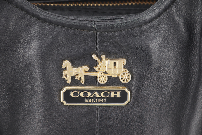 COACH MADISON MAGGIE SHOULDER BAG (16503) BLACK LEATHER GOLD HARDWARE NO DUST COVER