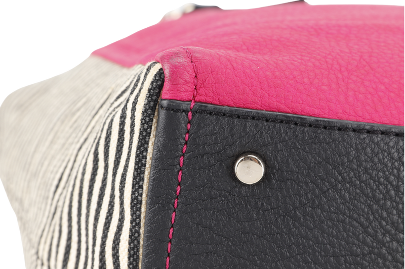 KATE SPADE NEW YORK COBBLE HILL HAYLEY TOTE PINK CALFSKIN LEATHER, CANVAS AND  SILVER HARDWARE WITH STRAPS NO DUST COVER
