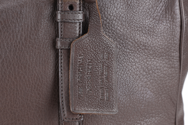 PRADA DARK BROWN DEERSKIN VERTICAL SHOULDER TOTE GOLD HARDWARE NO DUST COVER