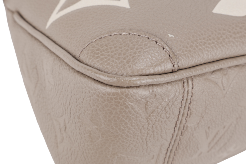 LOUIS VUITTON M46585 TRIANON PM MONOGRAM EMPREINTE TOURTERELLE LEATHER GOLD HARDWARE WITH STRAPS AND DUST COVER