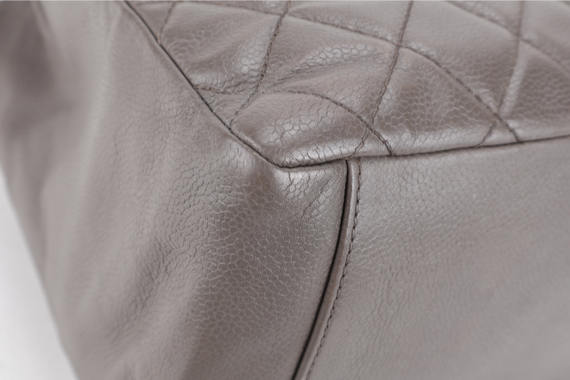CHANEL GRAND SHOPPING TOTE (1503xxxx) GREY CAVIAR LEATHER SILVER HARDWARE WITH CARD NO DUST COVER