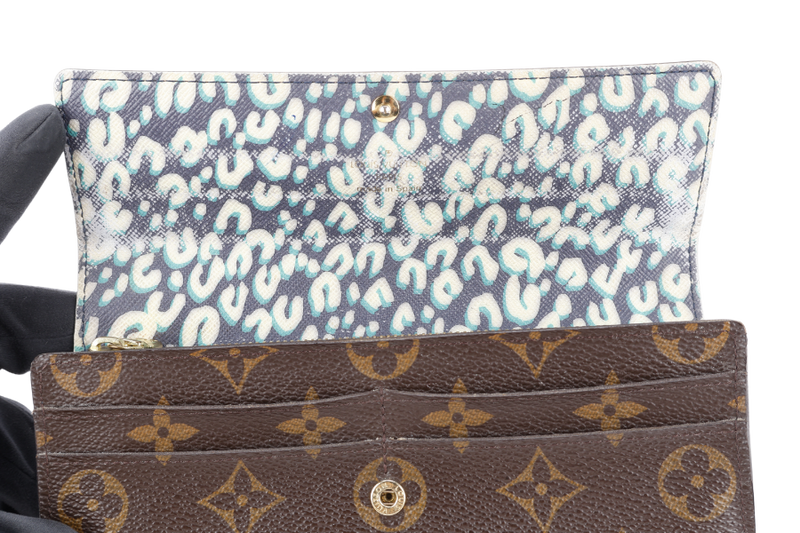 LOUIS VUITTON M67875 SARAH WALLET LEOPARD MONOGRAM CANVAS GOLD HARDWARE NO DUST COVER