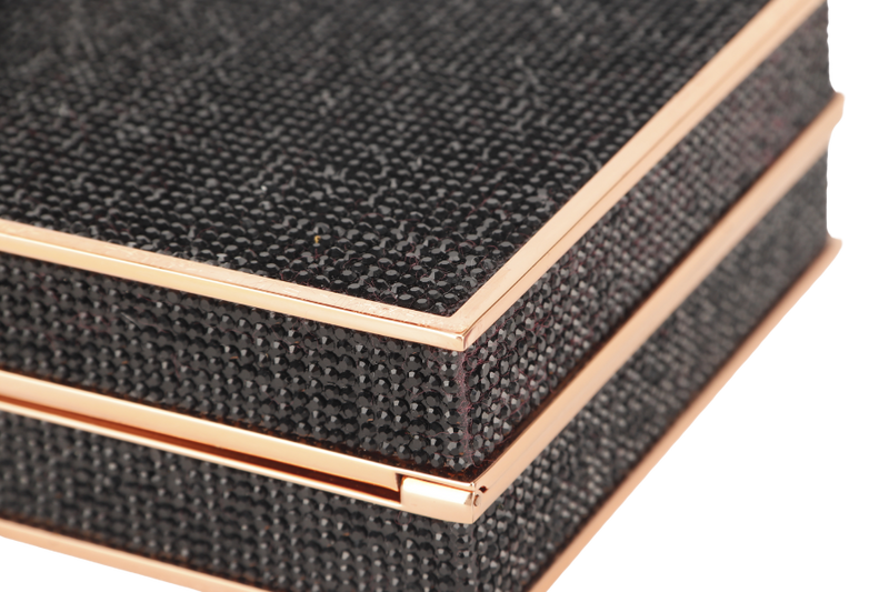 SOPHIA WEBSTER BLACK SILK BOX CLUTCH BAG WITH DUST COVER AND BOX