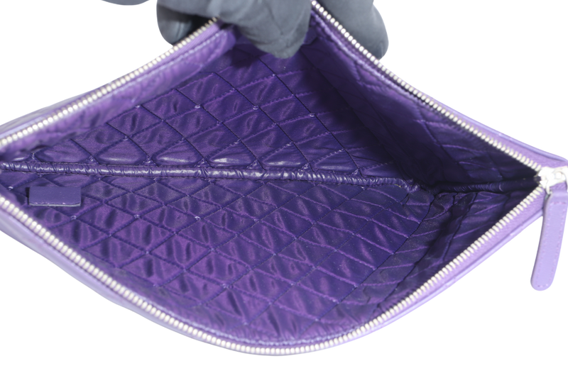 CHANEL O CASE PM PURPLE LAMBSKIN SILVER HARDWARE (2201xxxx) NO CARD NO DUST COVER