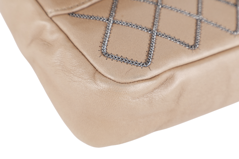 CHANEL CLASSIC FLAP CHAIN QUILTED (955xxxx) SMALL BROWN CALF LEATHER SILVER HARDWARE WITH DUST COVER