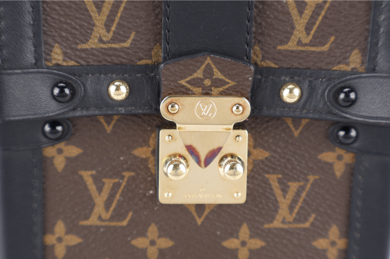 LOUIS VUITTON M63913 POCHETTE TRUNK VERTICALE BROWN MONOGRAM CANVAS GOLD HARDWARE WITH DUST COVER