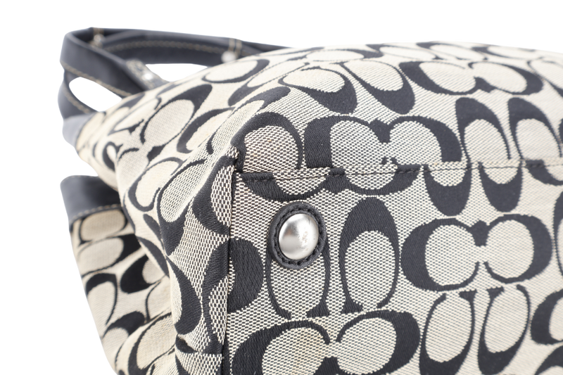 COACH BLACK PENELOPE CARRYALL SIGNATURE CANVAS AND LEATHER TOTE BAG SILVER HARDWARE NO DUST COVER