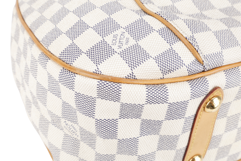 LOUIS VUITTON N55215 GALLIERA PM DAMIER AZUR CANVAS HOBO BAG GOLD HARDWARE WITH DUST COVER